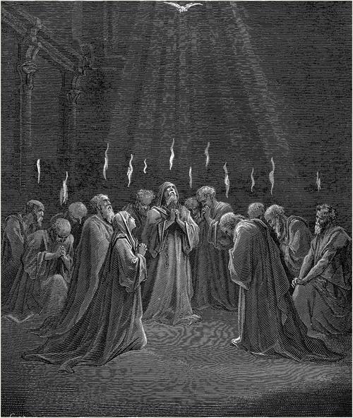 Dore engraving: the descent of the Spirit at Pentecost
