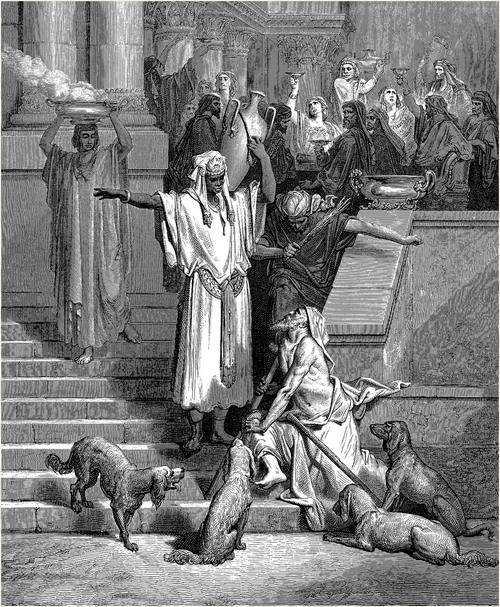 Dore engraving: Lazarus at the rich man's house